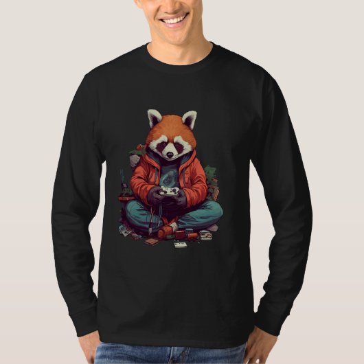 Red Panda Gamer Anime Video Gaming T-Shirt (Vorderseite)