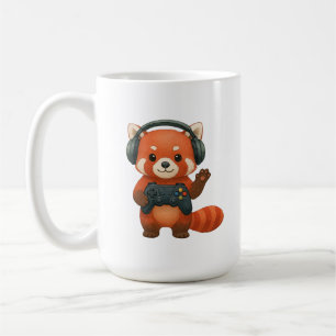 Red Panda Gamer, Gaming-Controller und Kopfhörer Kaffeetasse