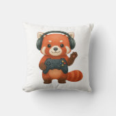 Red Panda Gamer, Gaming-Controller und Kopfhörer Kissen (Vorderseite)