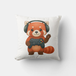 Red Panda Gamer, Gaming-Controller und Kopfhörer Kissen