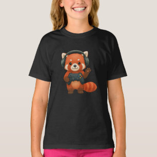 Red Panda Gamer, Gaming-Controller und Kopfhörer T-Shirt