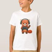 Red Panda Gamer, Gaming-Controller und Kopfhörer T-Shirt (Vorderseite)