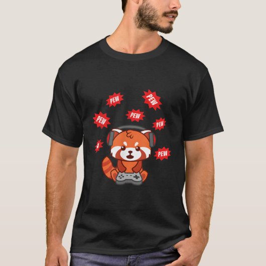 Red Panda Gamer Video Gaming T-Shirt (Vorderseite)
