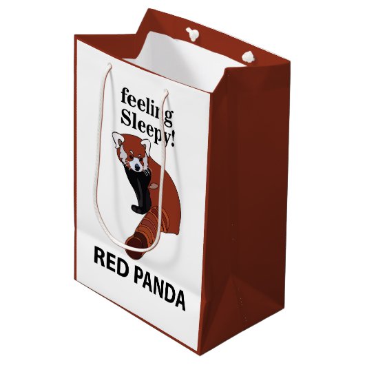 Red Panda Gefühl Sleepy Funny Red Panda Mittlere Geschenktüte (Vorderseite Schrägansicht)