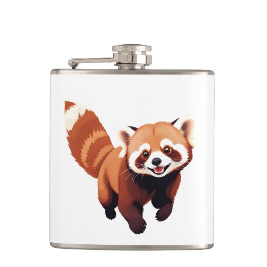 Red Panda glücklich Spielspass Springen in die Luf Flachmann (Vorderseite)