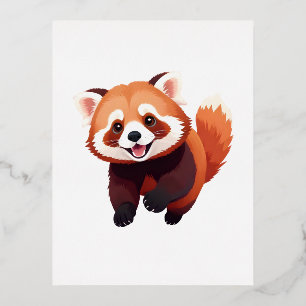 Red Panda glücklich Spielspass Springen in die Luf Folien Feiertagspostkarte