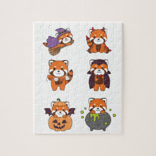 Red Panda Halloween Devil Pumpkin Vampire Costume Puzzle