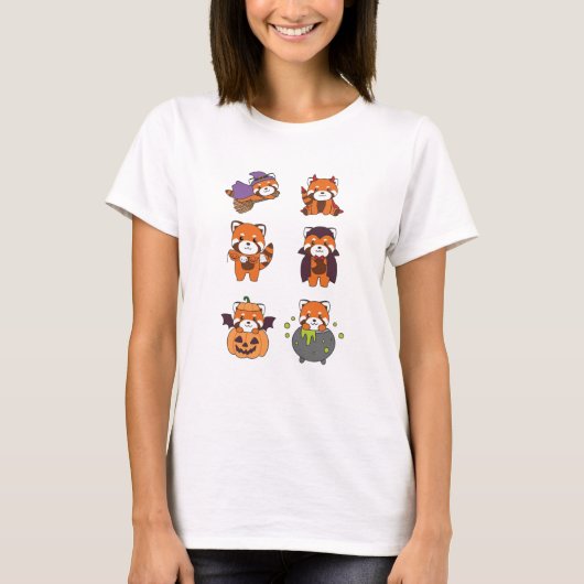 Red Panda Halloween Devil Pumpkin Vampire Costume T-Shirt (Vorderseite)