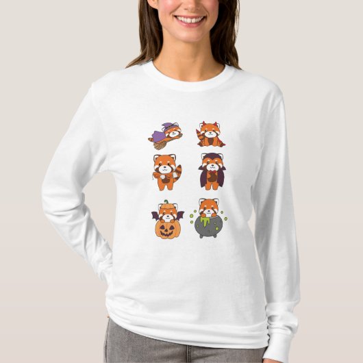 Red Panda Halloween Devil Pumpkin Vampire Costume T-Shirt (Vorderseite)
