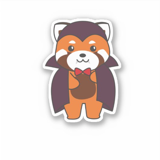 Red Panda Halloween Niedlich Devil Vampire Kostüm Aufkleber (Vorderseite)
