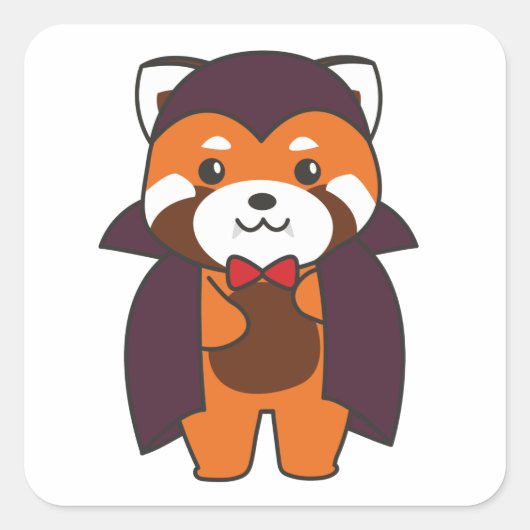 Red Panda Halloween Niedlich Devil Vampire Kostüm Quadratischer Aufkleber (Vorderseite)