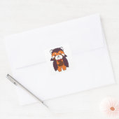 Red Panda Halloween Niedlich Devil Vampire Kostüm Quadratischer Aufkleber (Umschlag)