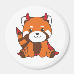 Red Panda Halloween Niedlicher Teufel Hexenkostüm Magnet