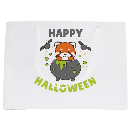Red Panda Happy Halloween Cauldron Bat Große Geschenktüte (Vorderseite)