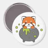 Red Panda Happy Halloween Cauldron Bat Magnet (Vorderseite/Rückseite)