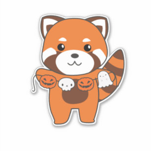 Red Panda Happy Halloween Pumpkin-Kostüm Aufkleber