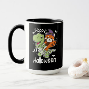 Red Panda Happy Halloween T-rex Mummy Costume Tasse