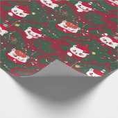 Red Panda Haven - Abstrakter Weihnachts-Roter Pand Geschenkpapier (Ecke)