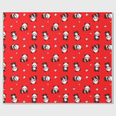 Red Panda Herz Wrapping Paper Geschenkpapier (Flach)