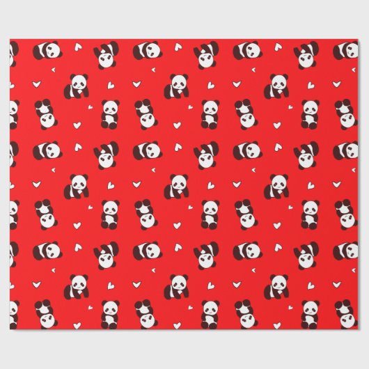 Red Panda Herz Wrapping Paper Geschenkpapier (Flach)