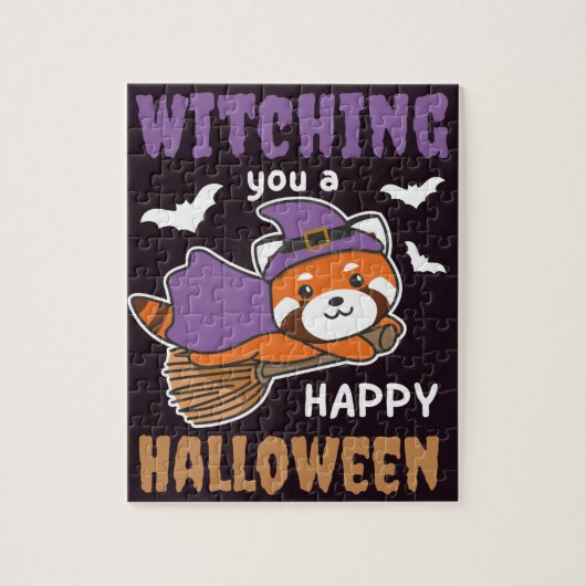 Red Panda Hexe, die dir ein glückliches Halloween  Puzzle (Vertikal)