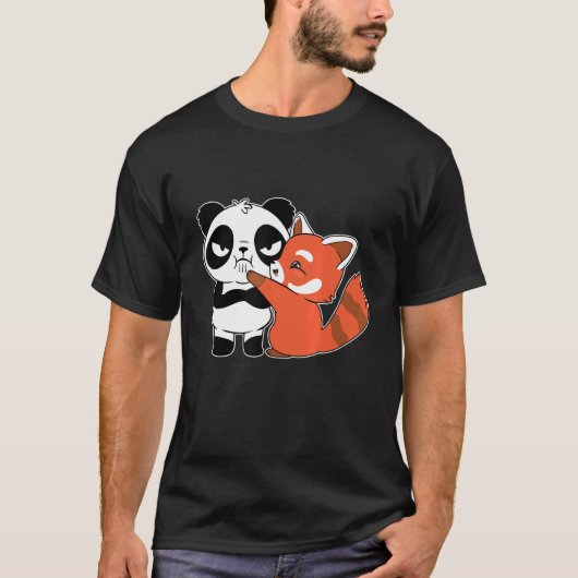 Red Panda Hugs Panda Bear Super Niedlich Panda Bea T-Shirt (Vorderseite)