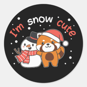 Red Panda I'm Snow Niedlich Snowman Snow Pun Class Runder Aufkleber