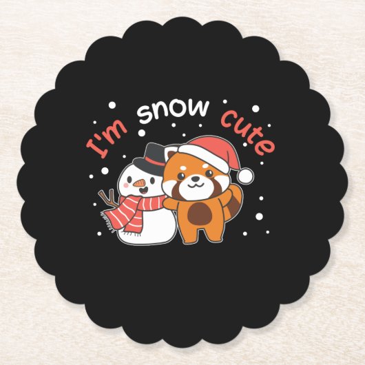 Red Panda I'm Snow Niedlich Snowman Snow Pun Untersetzer (Vorderseite)