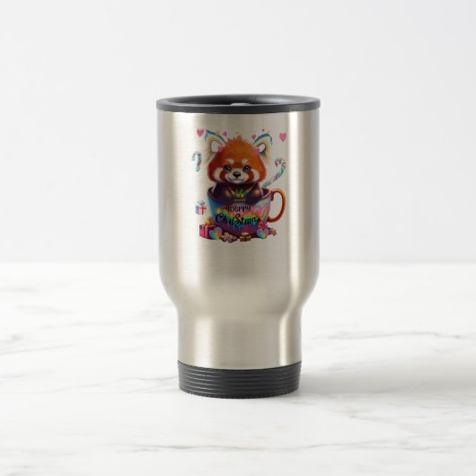 Red Panda in einer Kaffee-Tasse Frohe Weihnachten Reisebecher (Mittel)