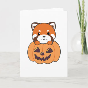 Red Panda in Pumpkin Niedlich Pandas Happy Hallowe Karte