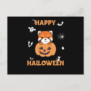 Red Panda in Pumpkin Niedlich Pandas Happy Hallowe Postkarte