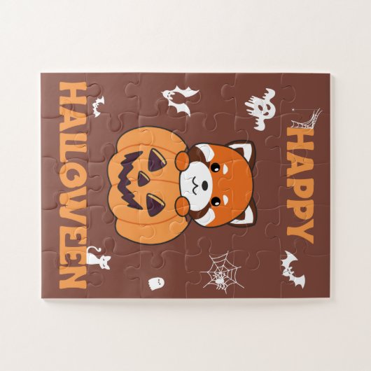 Red Panda in Pumpkin Niedlich Pandas Happy Hallowe Puzzle (Horizontal)