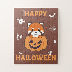 Red Panda in Pumpkin Niedlich Pandas Happy Hallowe Puzzle