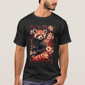 Red Panda Japanese Cherry Blossom Flower T-Shirt
