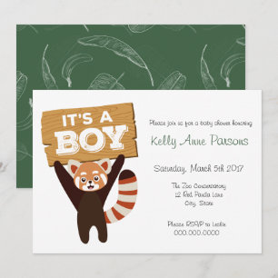 Red Panda Jungle Baby Dusche Einladung