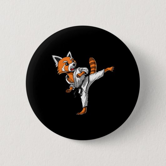 Red Panda Karate Ninja Martial Arts Kickboxing Tae Button (Vorderseite)