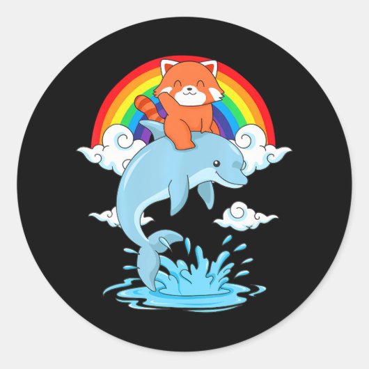 Red Panda Kawaii Red Panda Dolphin Red Panda Runder Aufkleber (Vorderseite)