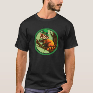 Red Panda Leprechaun St Patricks Day Boys Girls T-Shirt
