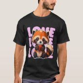 Red Panda Liebe Adorable Red Panda hält einen rote T-Shirt (Vorderseite)
