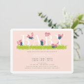 Red Panda Light Pink Baby Dusche Einladung (Stehend Vorderseite)