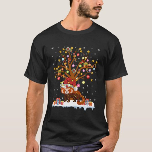 Red Panda Lighting Xmas Tree Gift Red Panda Christ T-Shirt (Vorderseite)