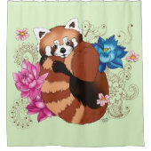 Red Panda Lotus Blume Henna Duschvorhang (Vorderseite)