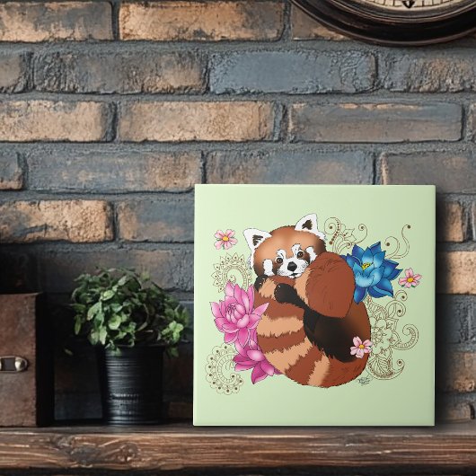 Red Panda Lotus Blume Henna Fliese