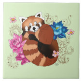 Red Panda Lotus Blume Henna Fliese (Vorderseite)