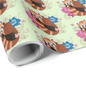 Red Panda Lotus Blume Henna Geschenkpapier (Rolleneckpunkt)