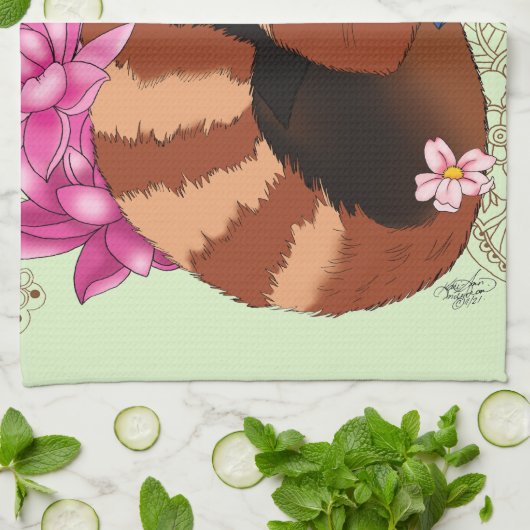 Red Panda Lotus Blume Henna Geschirrtuch (Gefaltet)