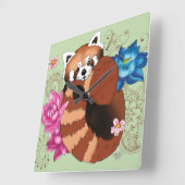 Red Panda Lotus Blume Henna Quadratische Wanduhr (Winkel)