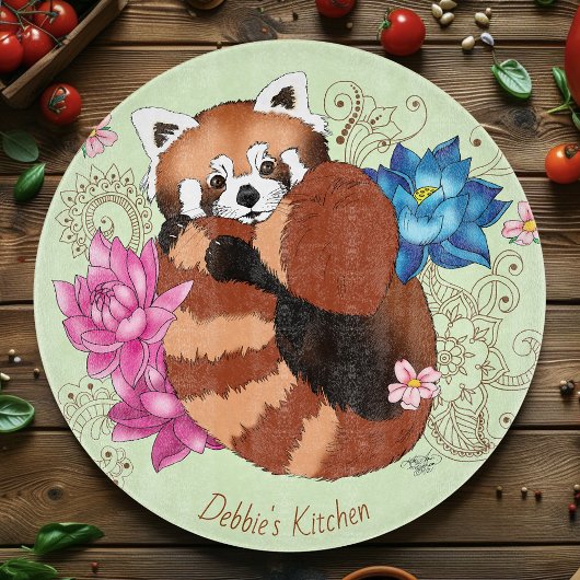 Red Panda Lotus Blume Henna Schneidebrett
