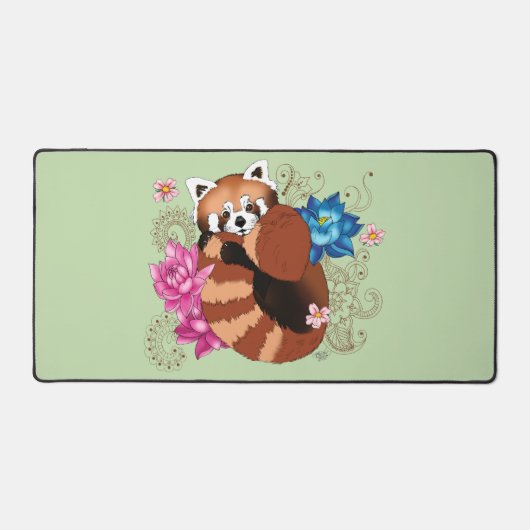 Red Panda Lotus Blume Henna Schreibtischunterlage (Vorderseite)