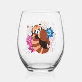 Red Panda Lotus Blume Hernna Weinglas Ohne Stiel (Vorderseite)